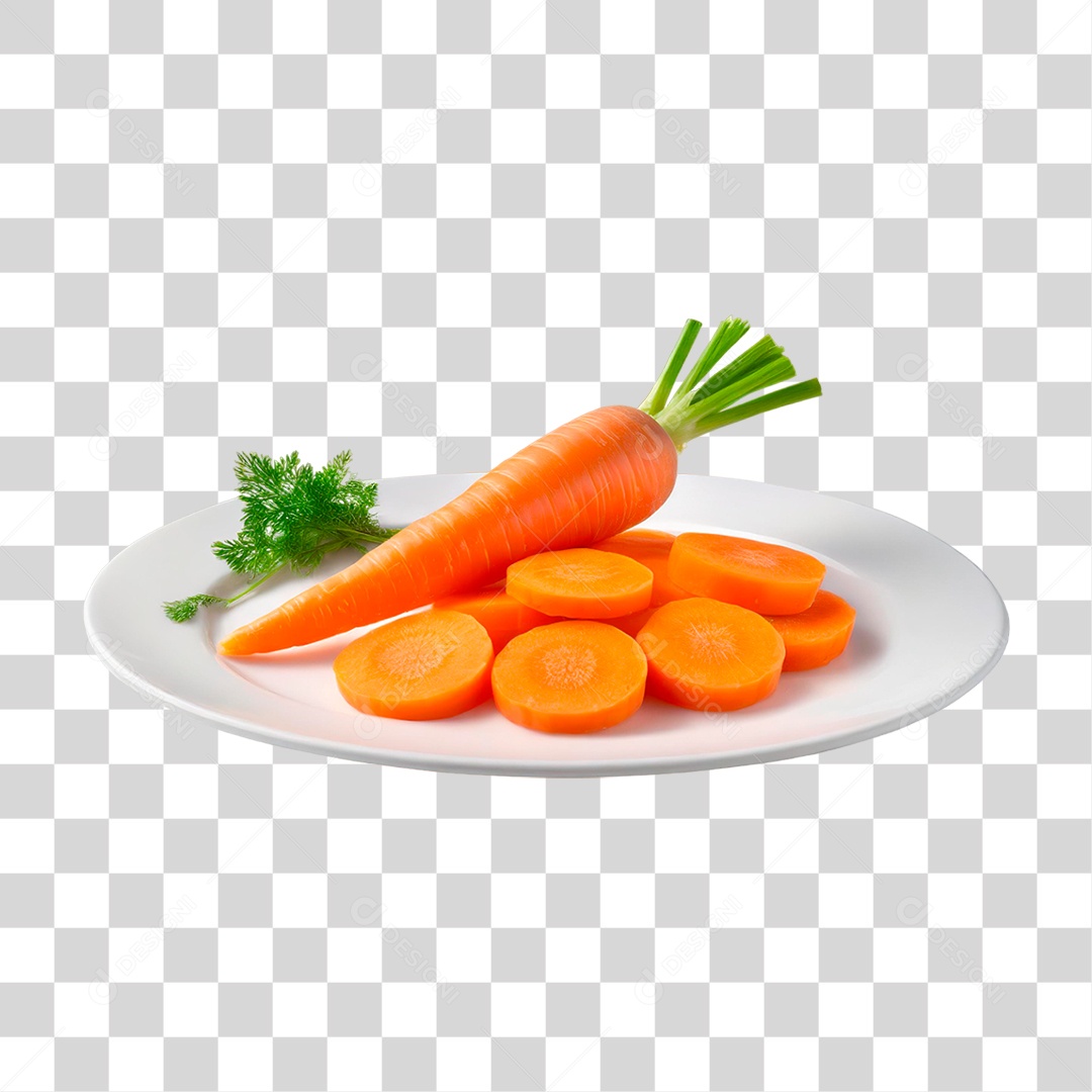 Prato com Fatias de Cenouras PNG Transparente