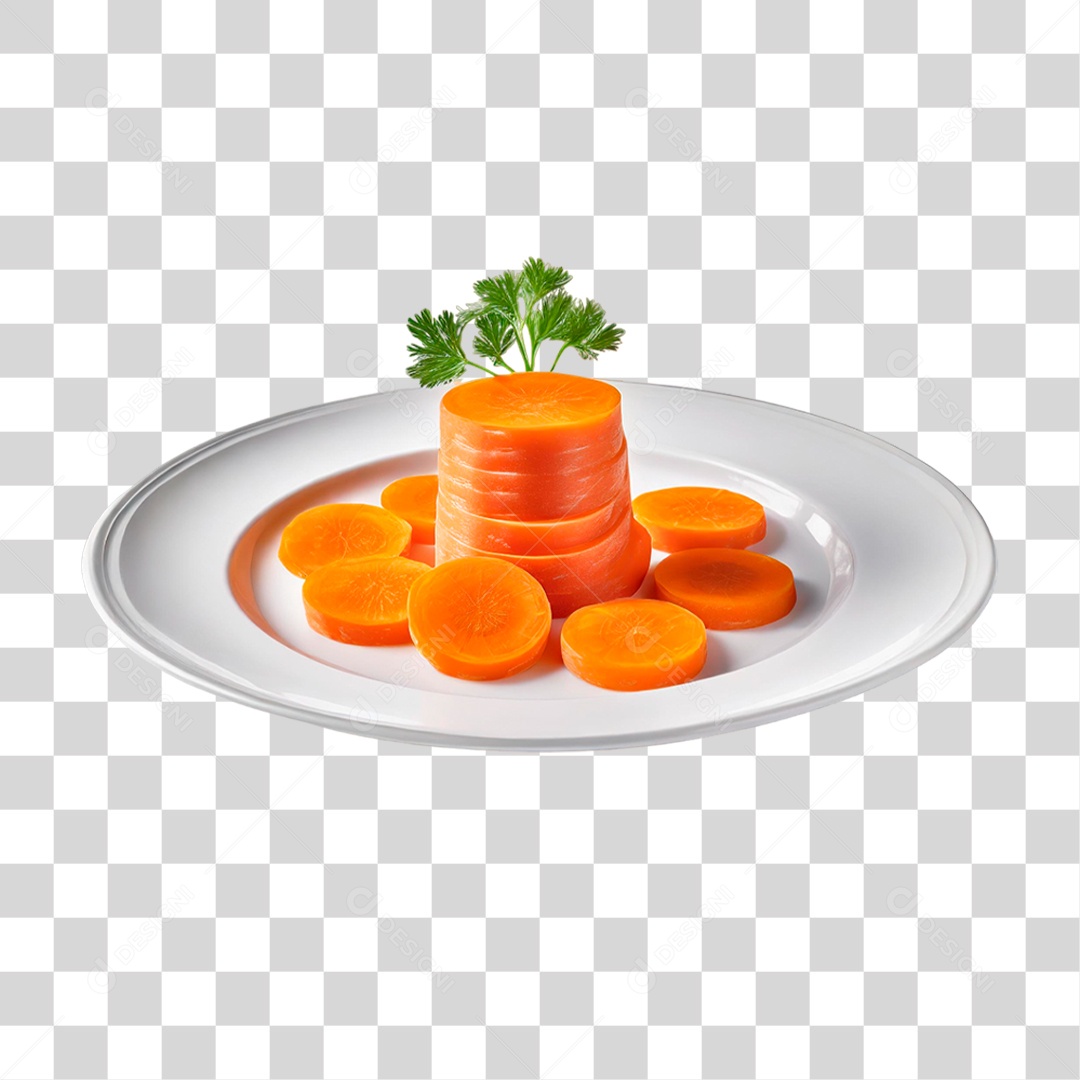 Prato com Fatias de Cenouras PNG Transparente