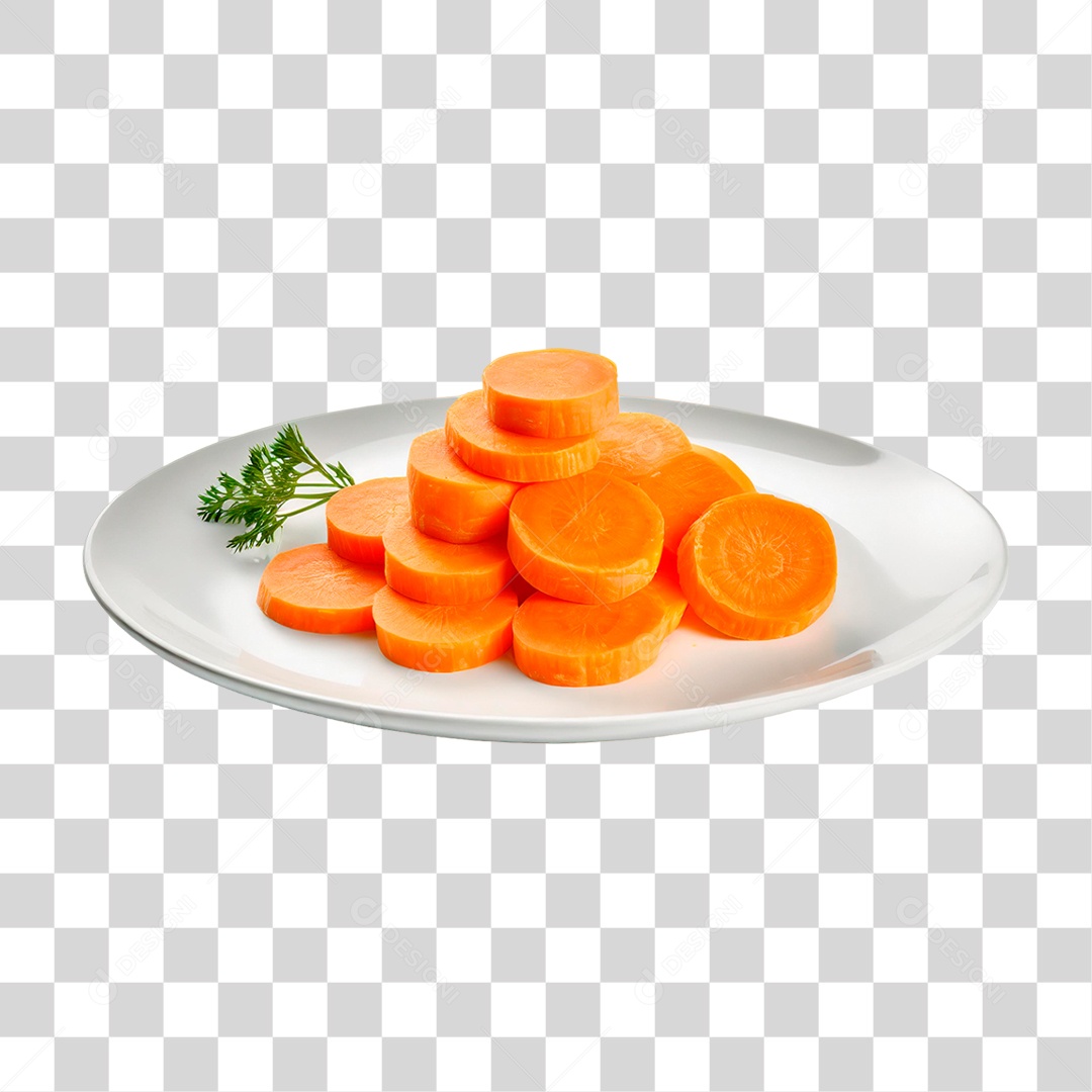Prato com Fatias de Cenouras PNG Transparente