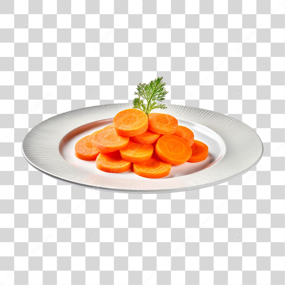 Prato com Fatias de Cenouras PNG Transparente