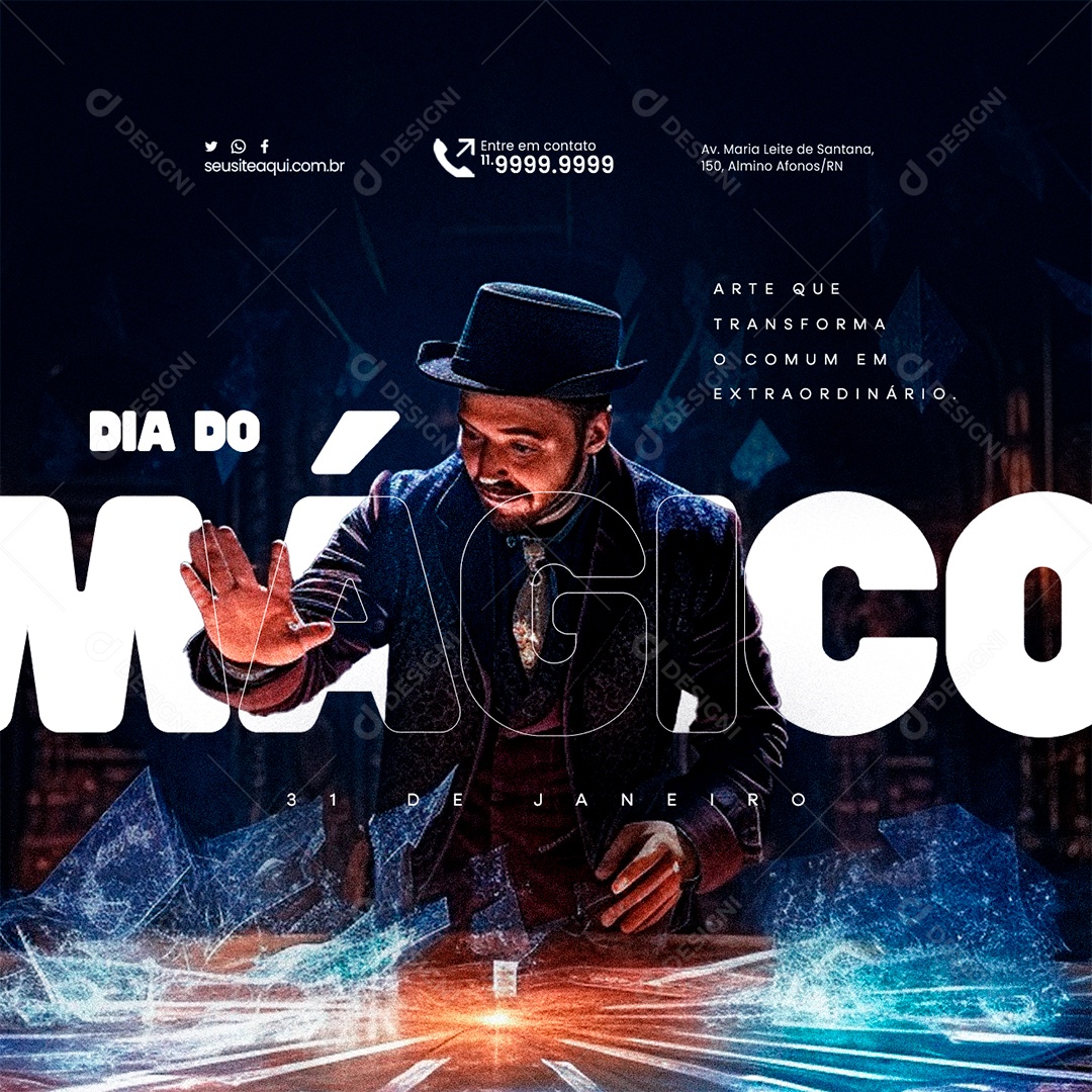 Dia Do Mágico 31 De Janeiro Arte que Transforma o Comum Social Media PSD Editável