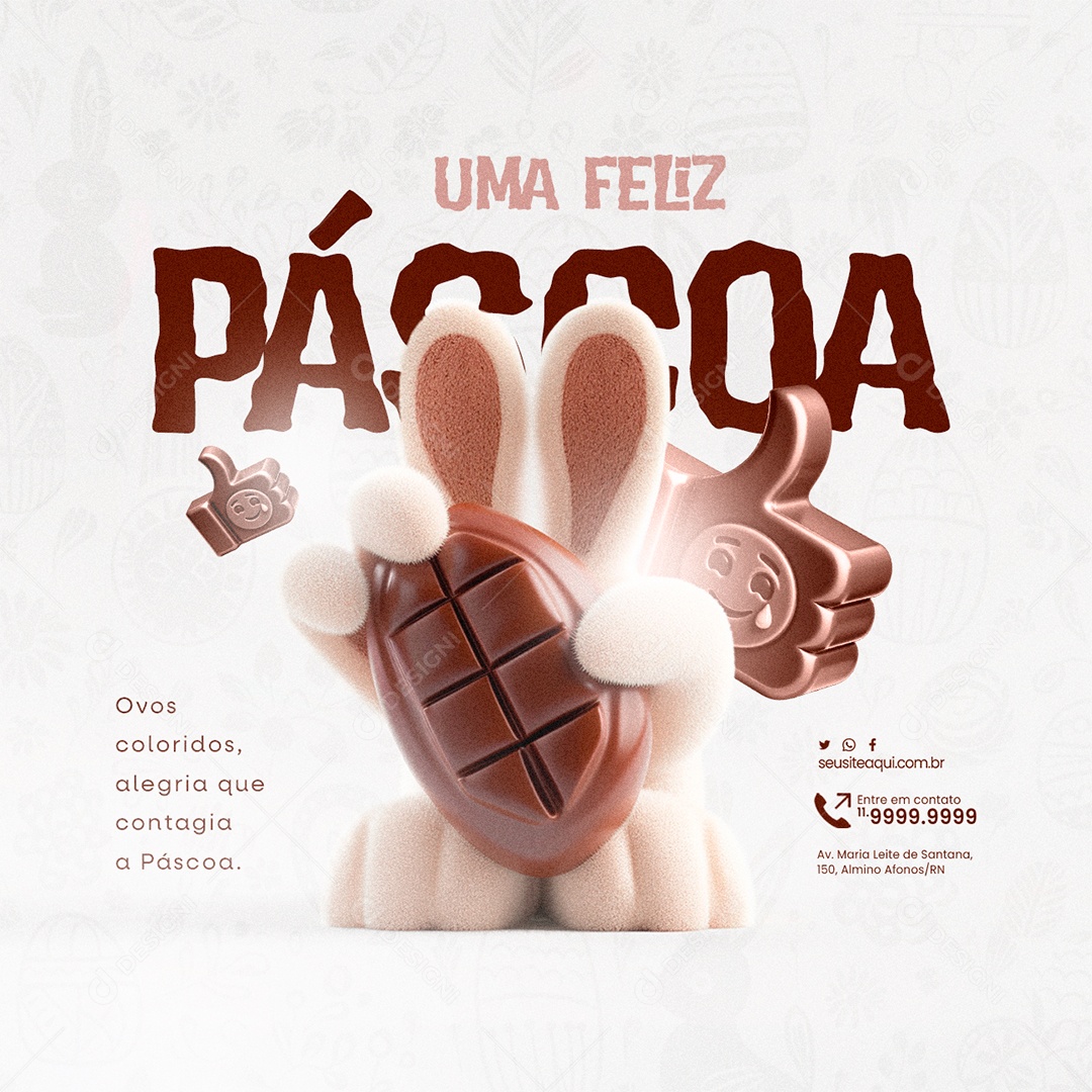 Uma Feliz Páscoa Ovos coloridos alegria que contagia a Páscoa Social Media PSD Editável