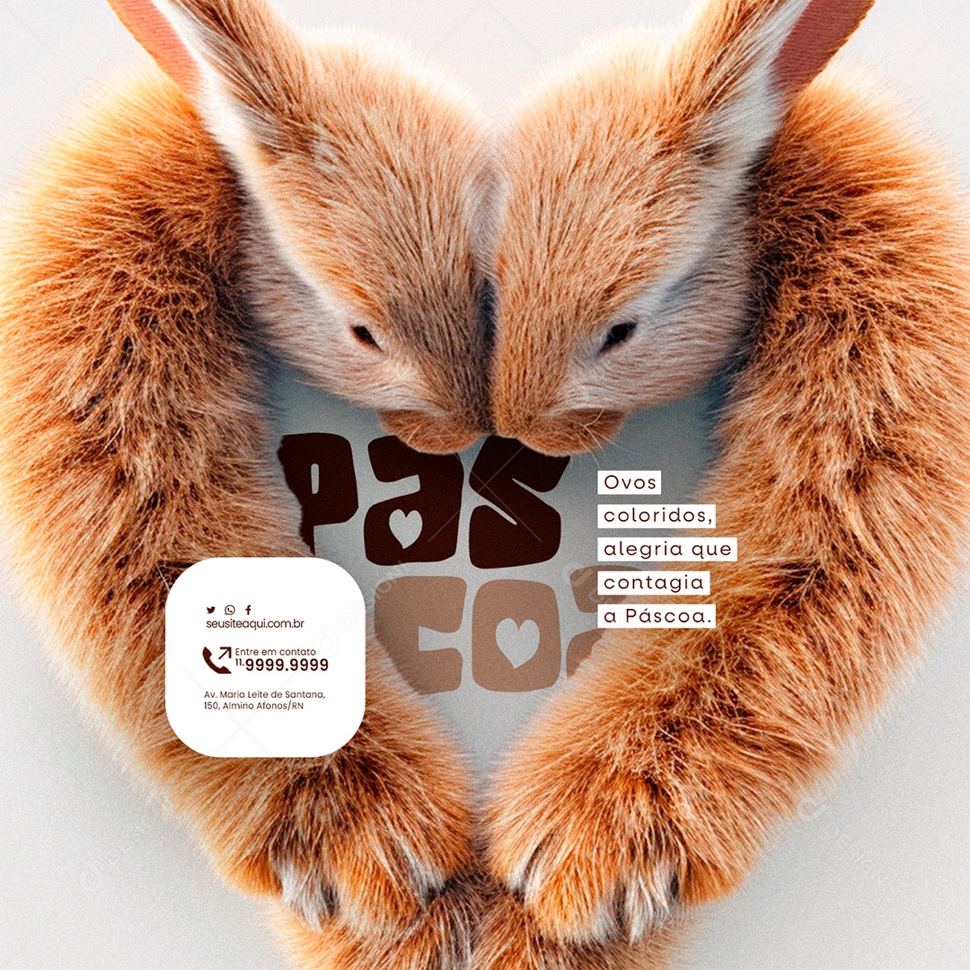 Páscoa Ovos coloridos alegria que contagia Social Media PSD Editável