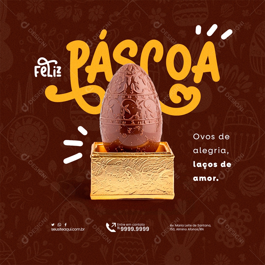 Feliz Páscoa Ovos de alegria laços de amor Social Media PSD Editável