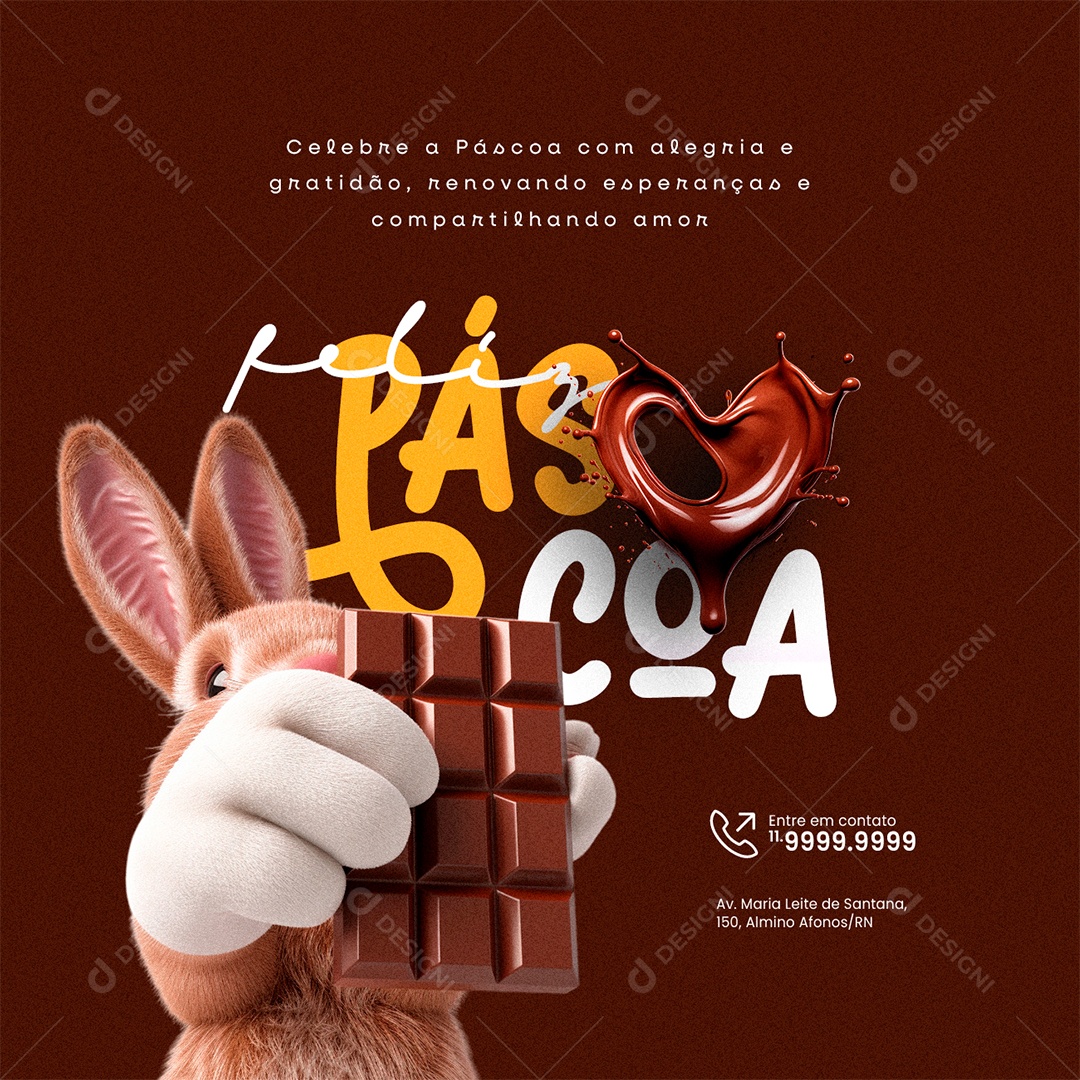 Feliz Páscoa Celebre com alegria e gratidão Social Media PSD Editável