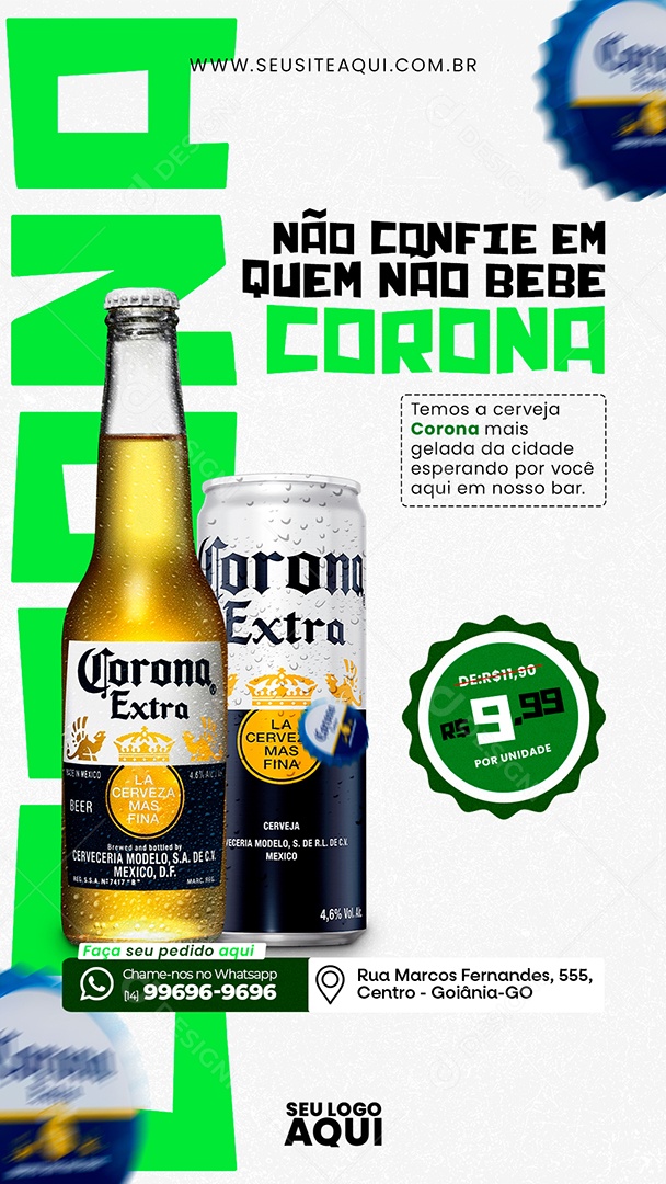 Story Não Confie em quem não Bebe Corona Social Media PSD Editável