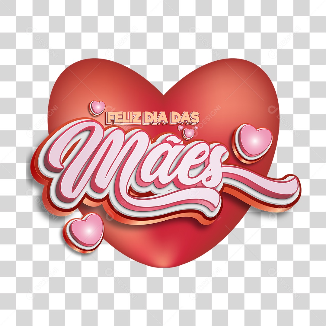 Selo 3D Feliz Dia das Mães PNG Transparente