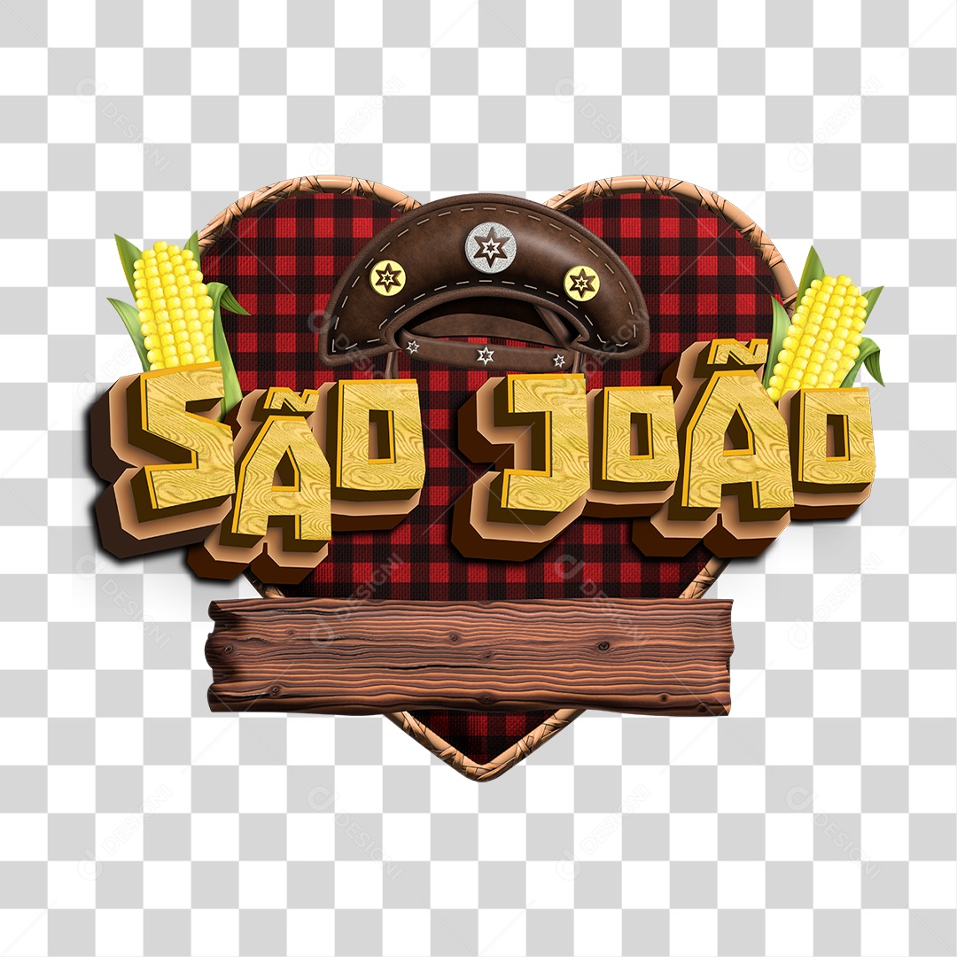 Selo 3D São João para Composição PNG Transparente