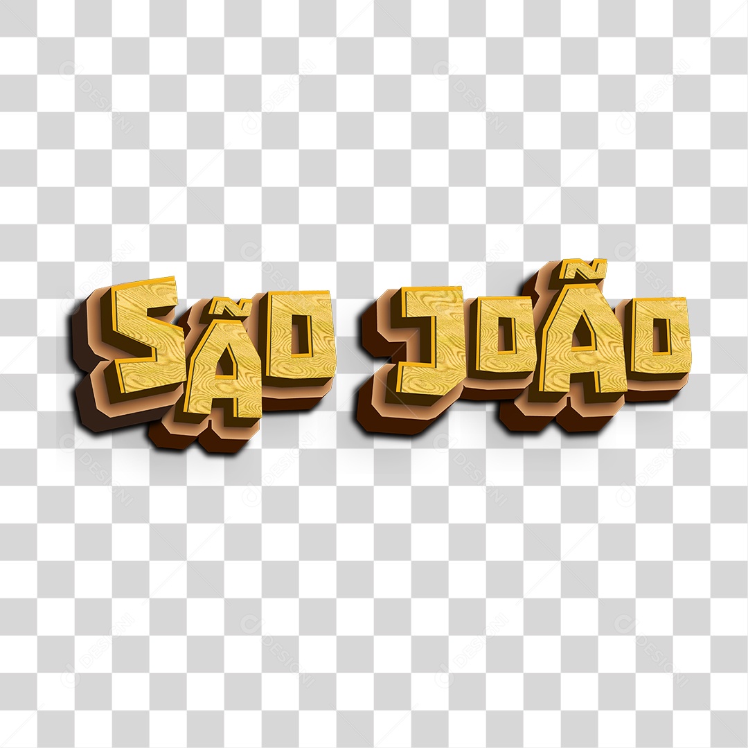 Texto São João 3D Renderizado Para Composição PNG Transparente