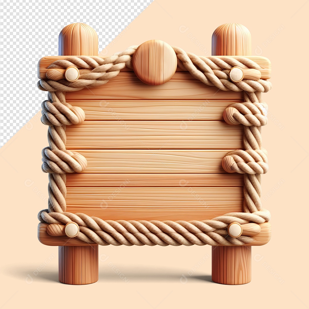 Placa de Madeira Base Elemento 3D para Composição PSD