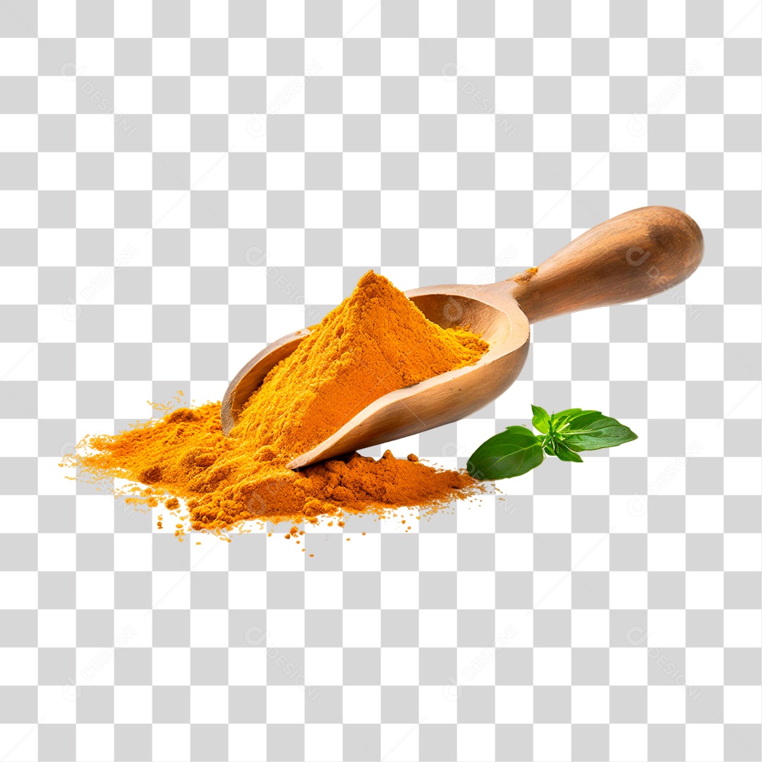 Açafrão em Colher de Pau PNG Transparente