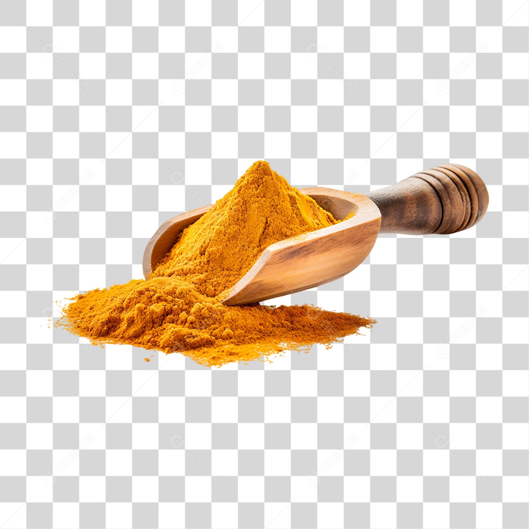 Açafrão em Colher de Pau PNG Transparente