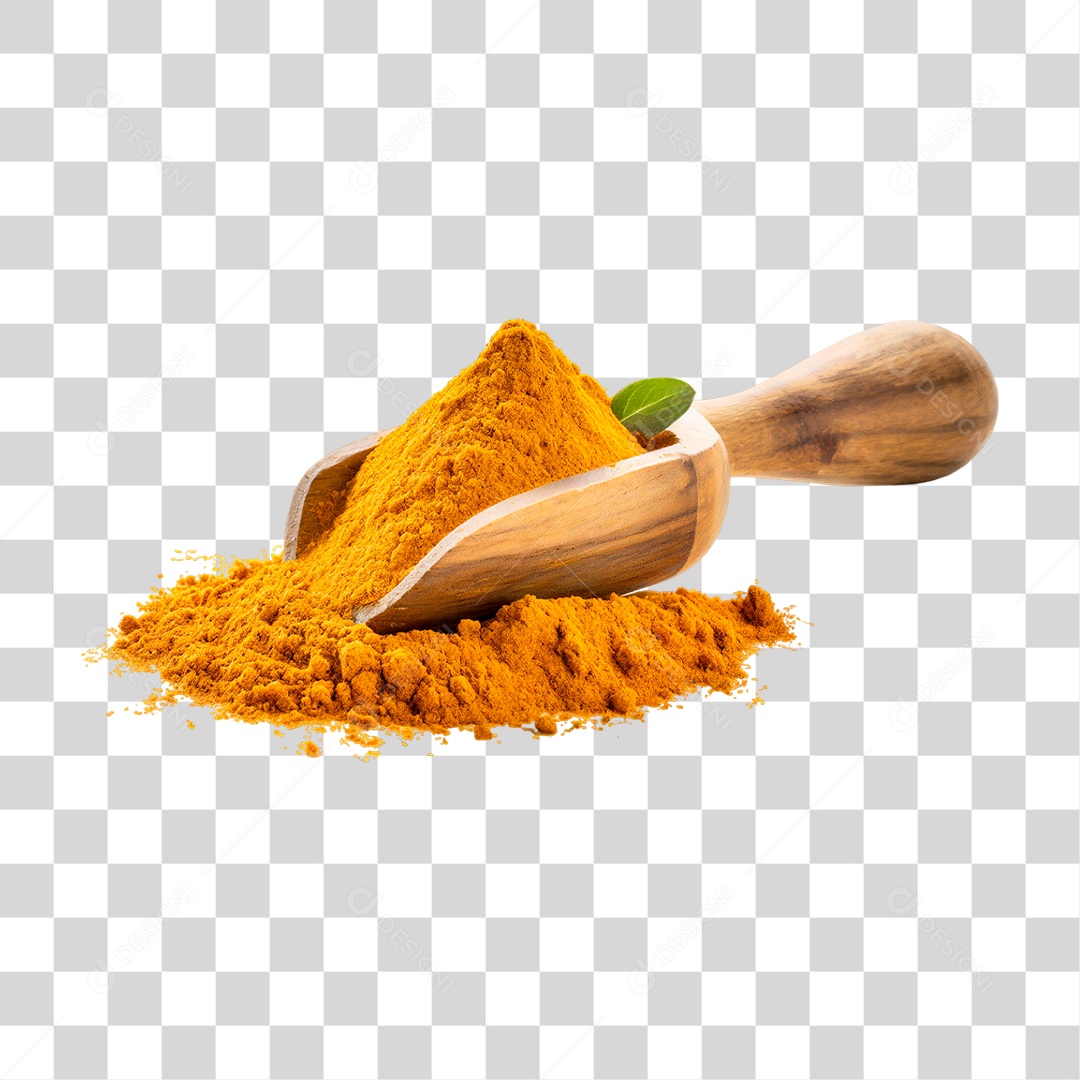 Açafrão em Colher de Pau PNG Transparente