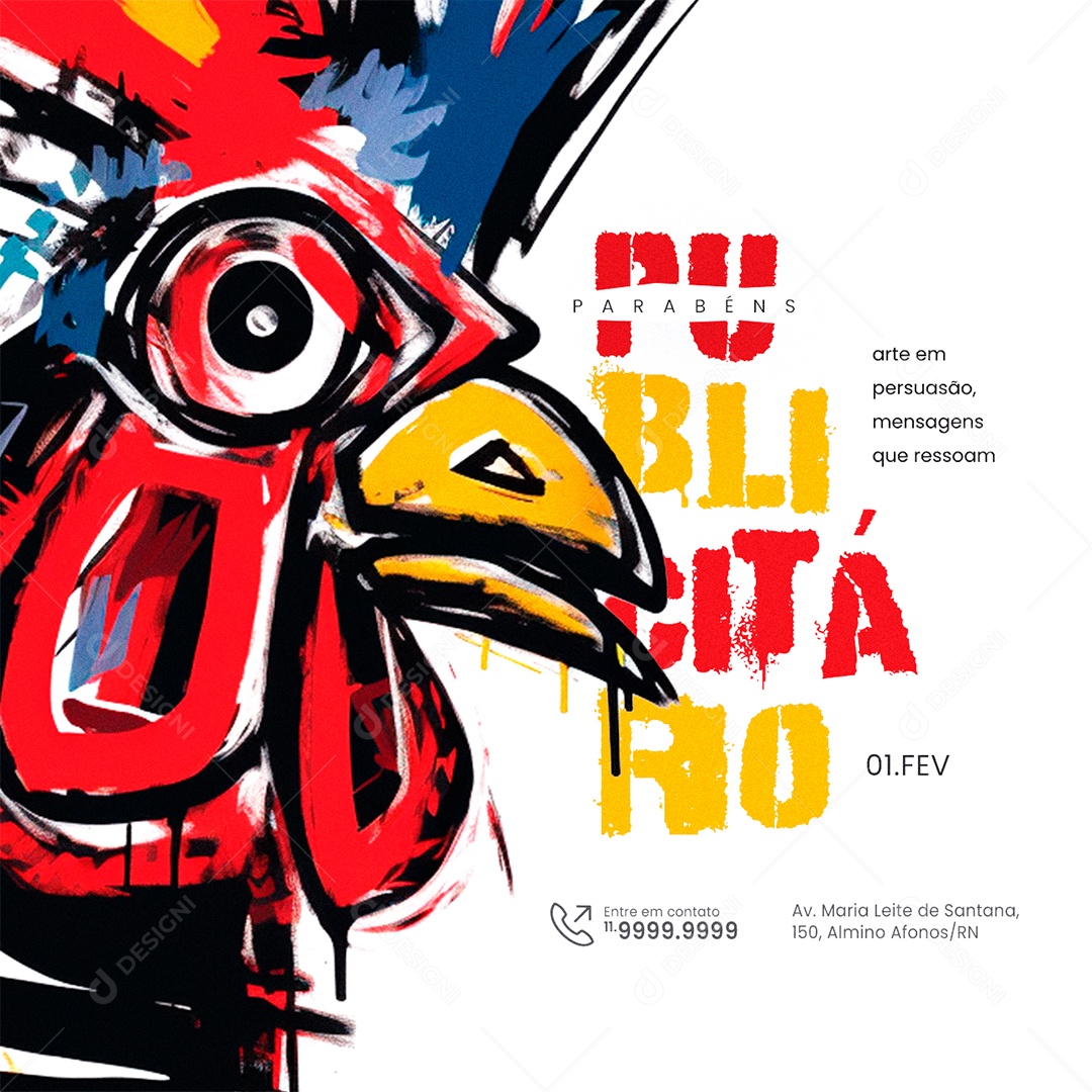 Dia Do Publicitário 1 de Fevereiro Parabéns arte em persuasão Social Media PSD Editável