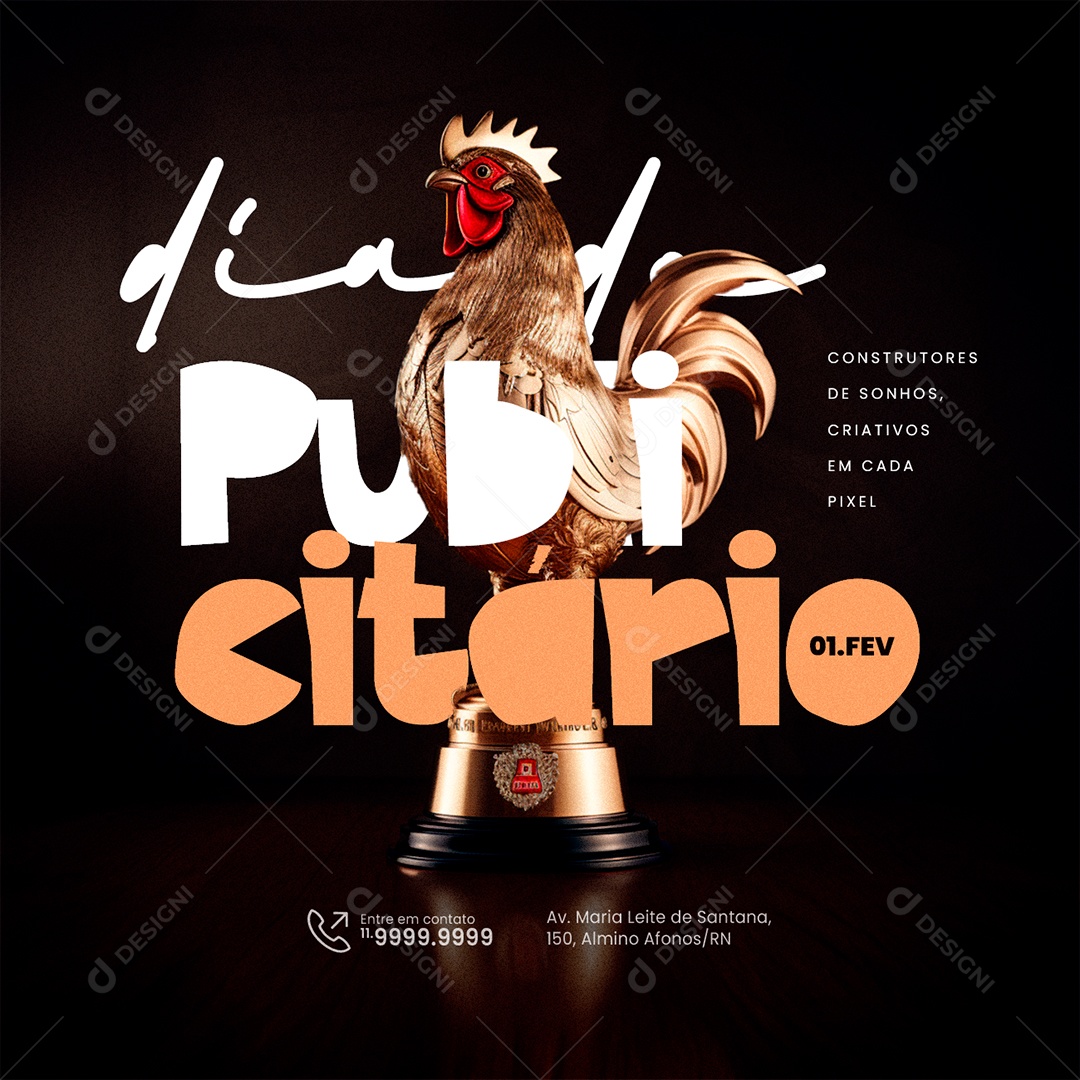 Social Media Dia Do Publicitário 1 de Fevereiro Construtores de Sonhos Criativos PSD Editável