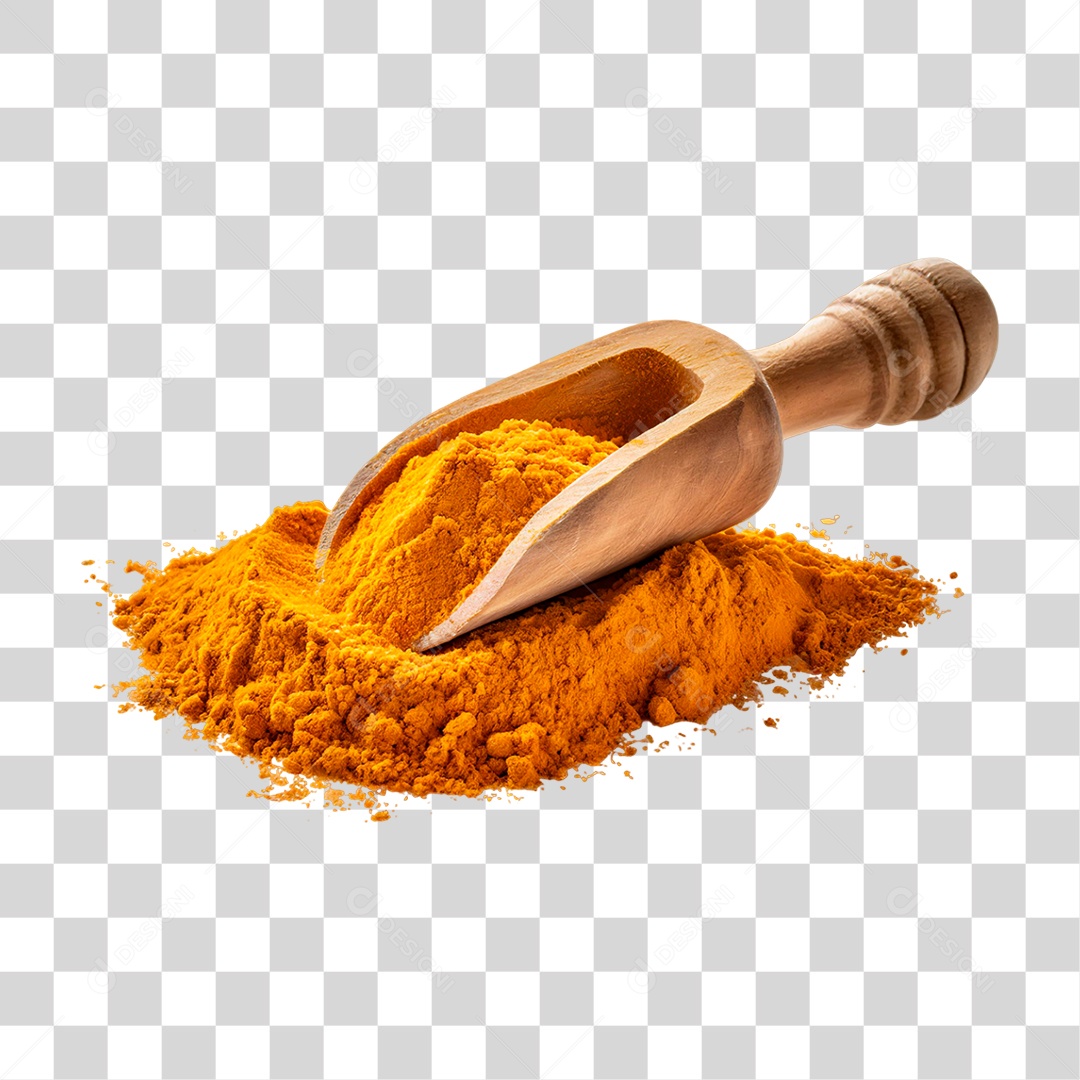 Açafrão em Colher de Pau PNG Transparente