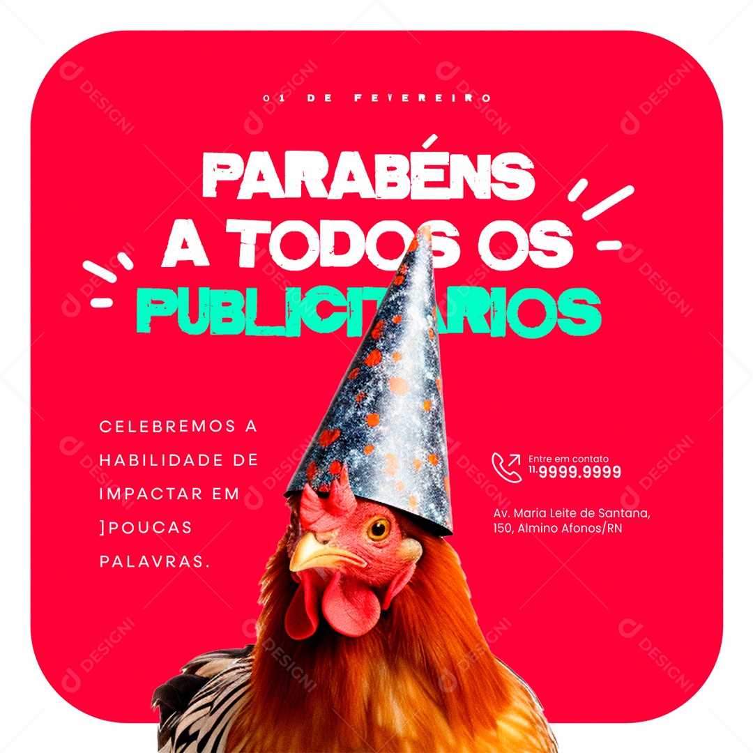 Dia Do Publicitário 1 de Fevereiro Parabéns a Todos os Publicitários Social Media PSD Editável