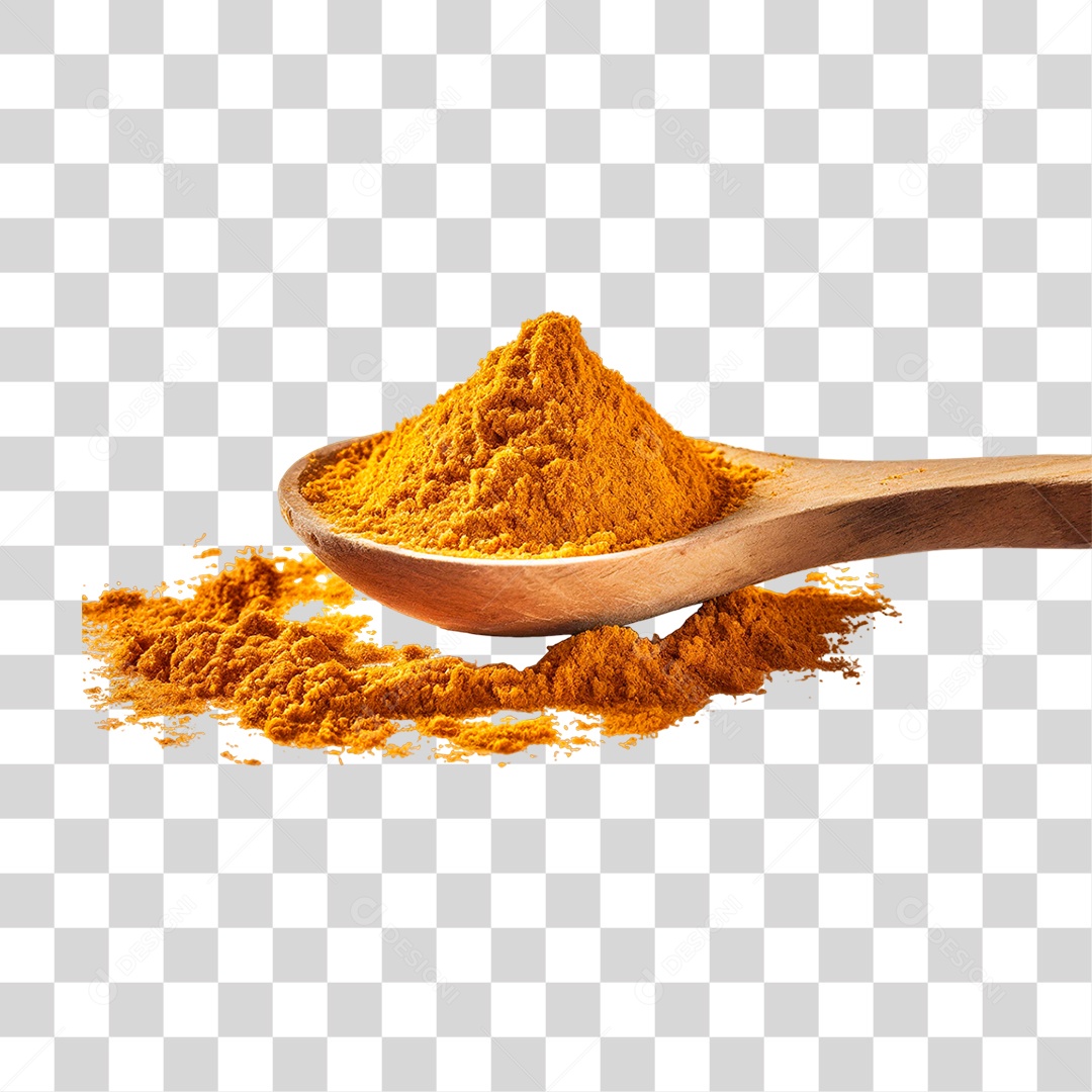 Açafrão em Colher de Pau PNG Transparente