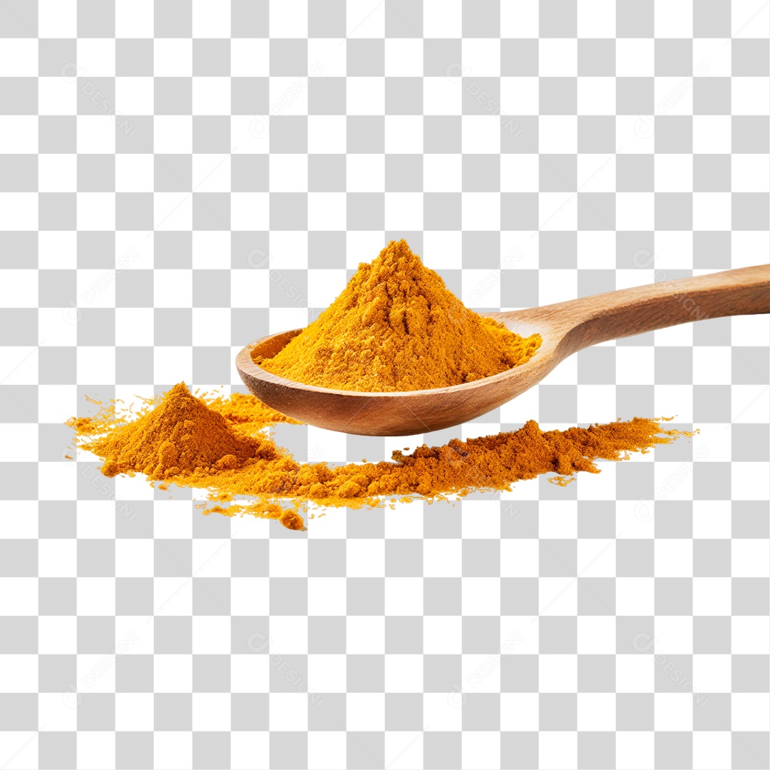 Açafrão em Colher de Pau PNG Transparente