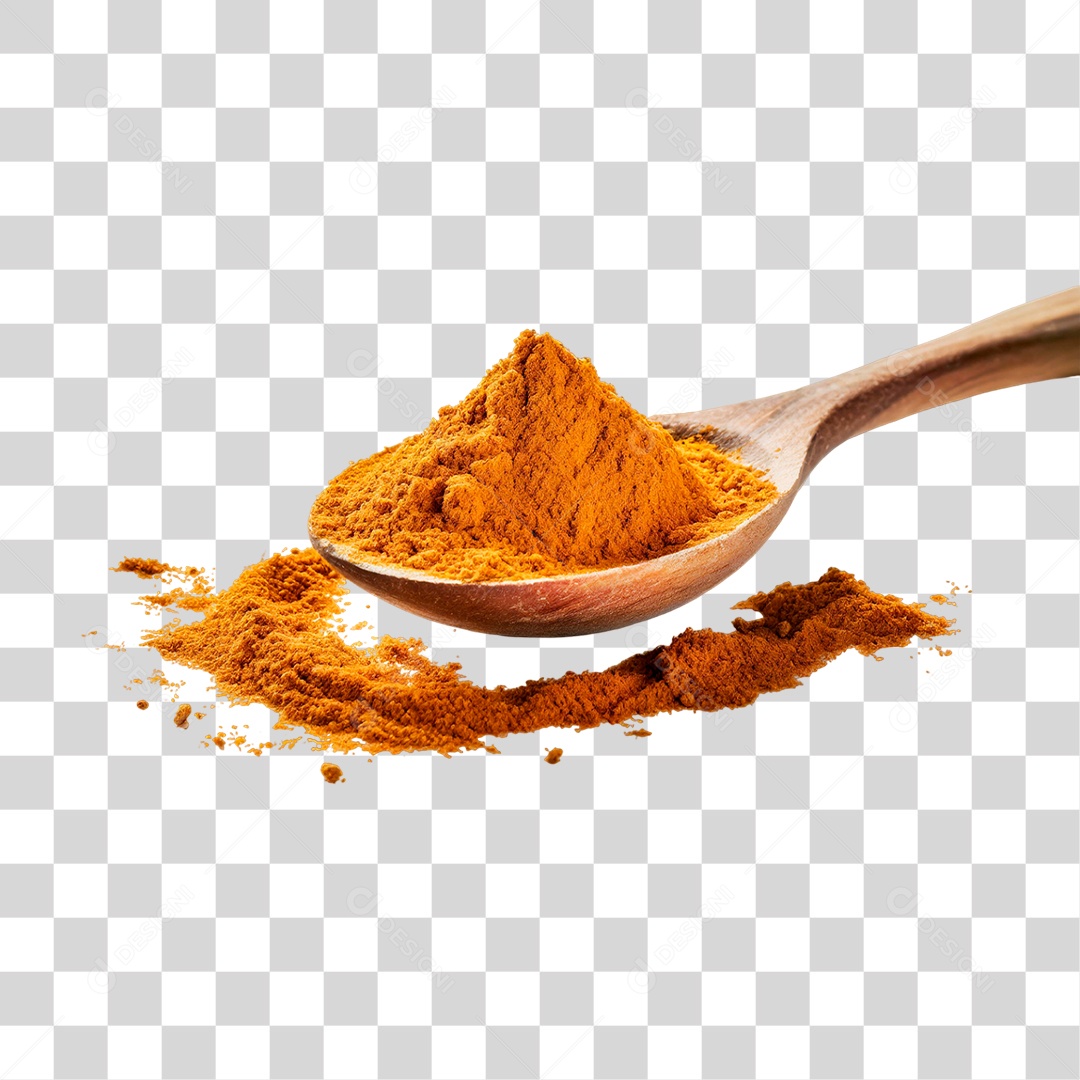 Açafrão em Colher de Pau PNG Transparente