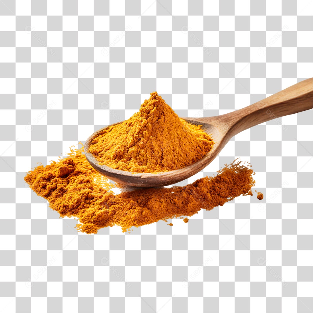 Açafrão em Colher de Pau PNG Transparente