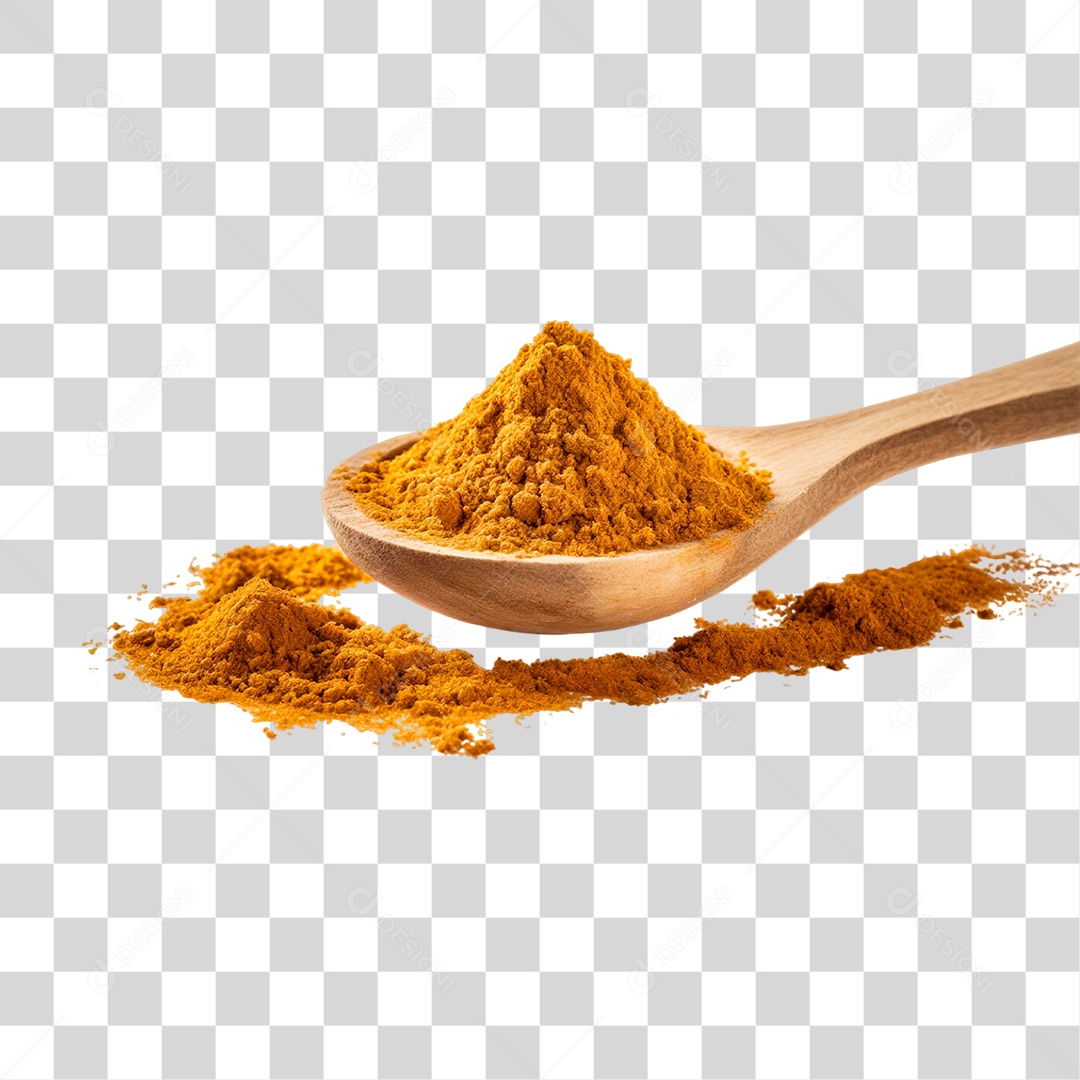 Açafrão em Colher de Pau PNG Transparente