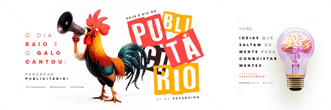 Carrossel Dia Do Publicitário 1 de Fevereiro Ideias que Saltam da Mente Social Media PSD Editável