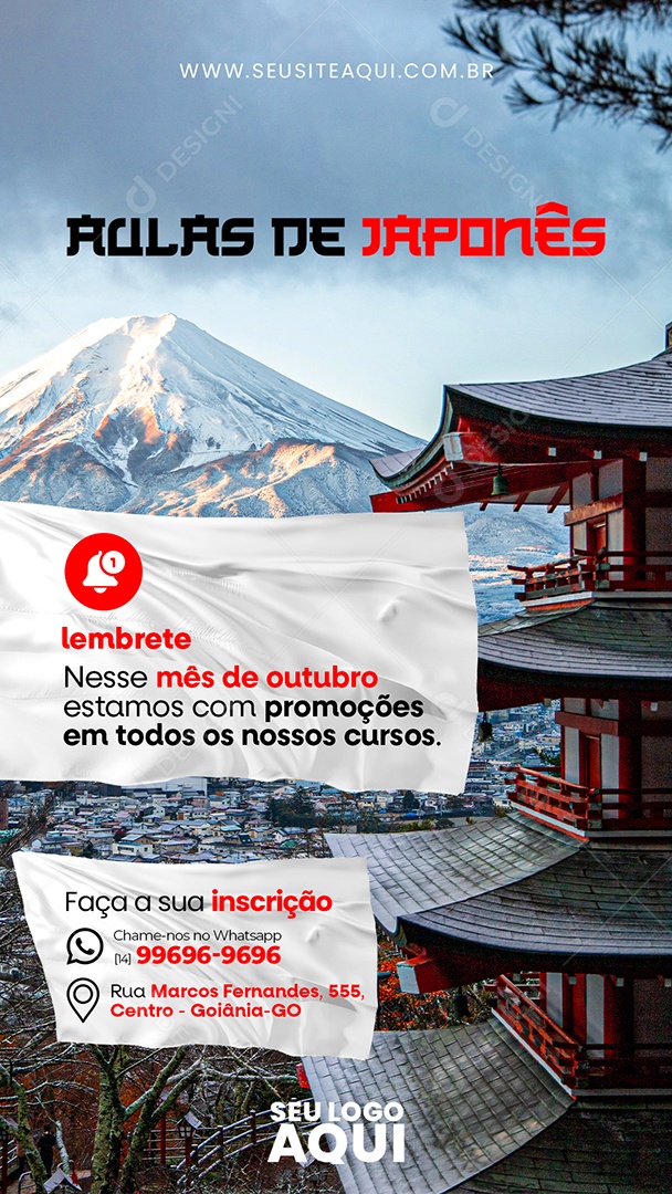 Story Aulas de Japonês Social Media PSD Editável