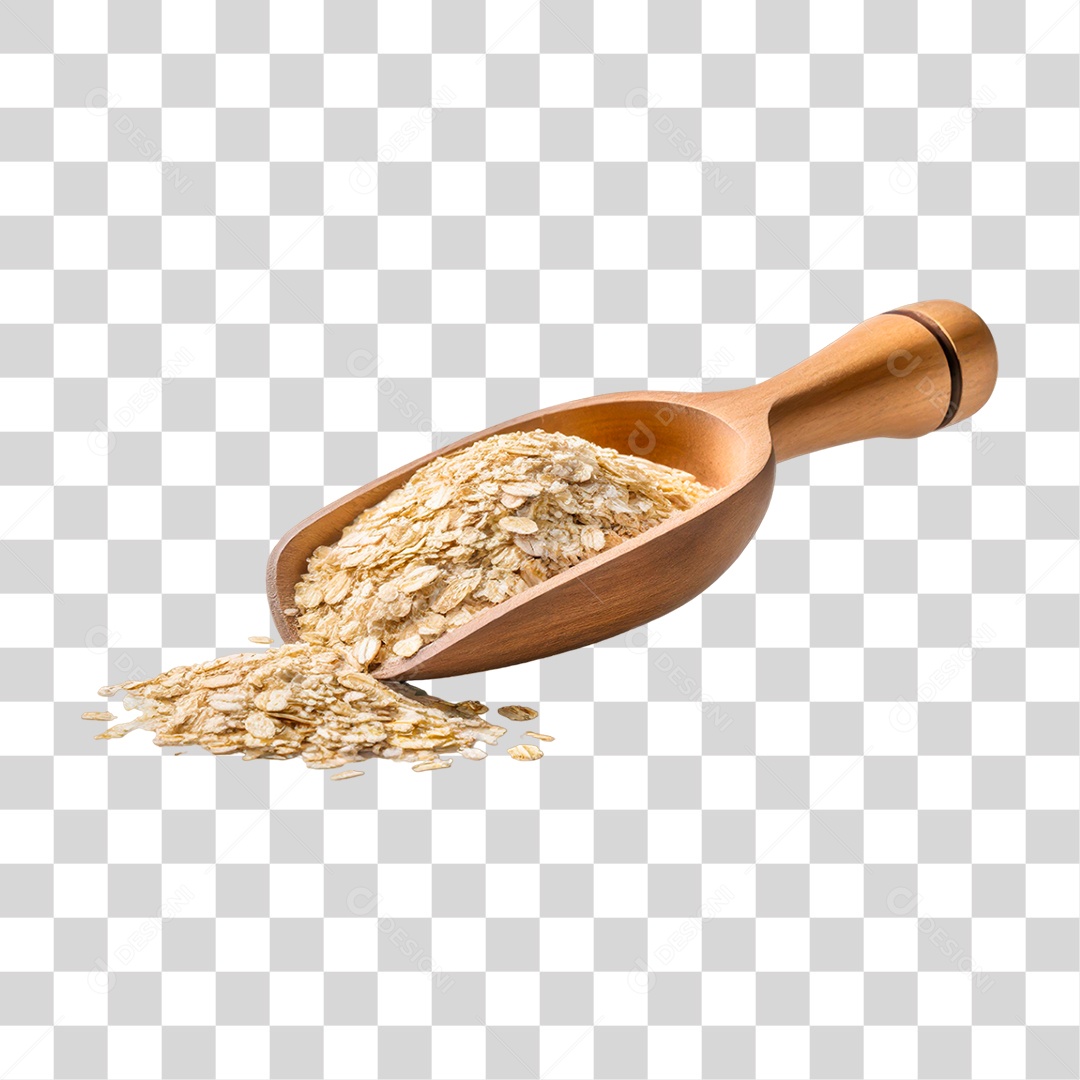 Aveia em Colher de Madeira PNG Transparente