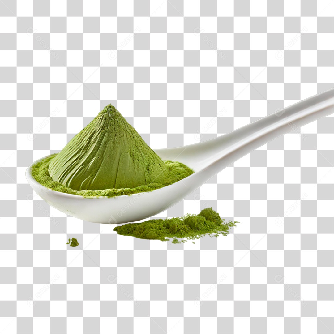 Pó de Chá Verde em Colher PNG Transparente