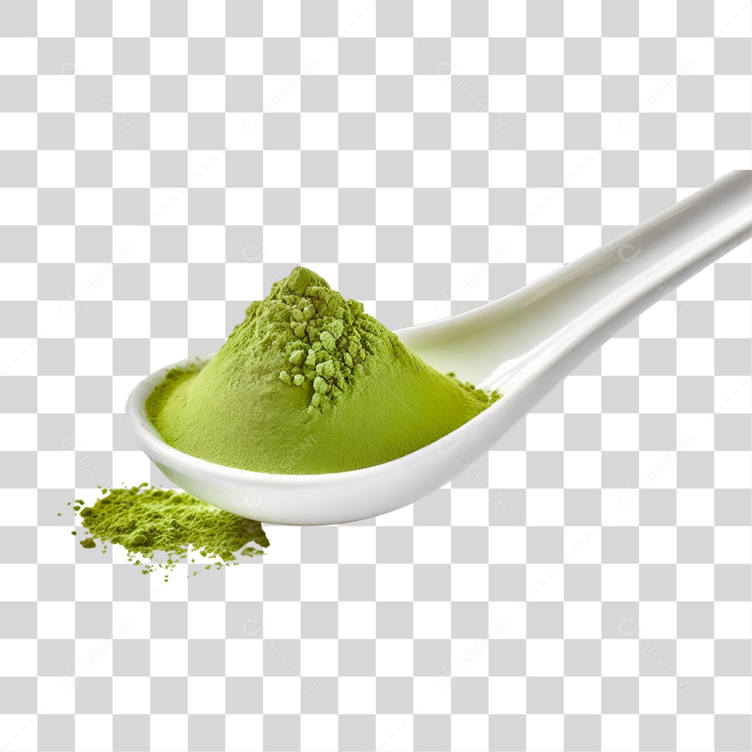 Pó de Chá Verde em Colher PNG Transparente