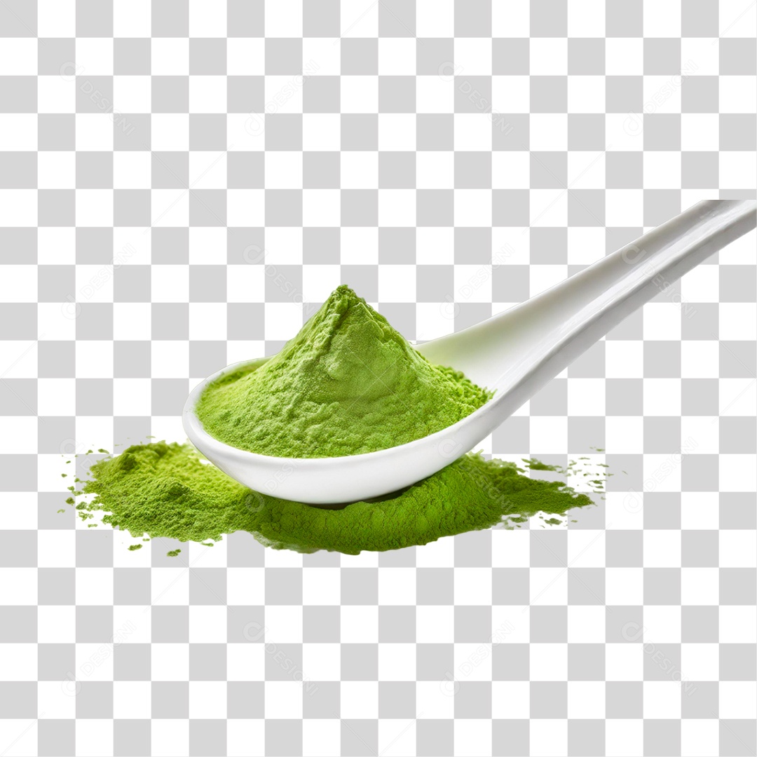 Pó de Chá Verde em Colher PNG Transparente