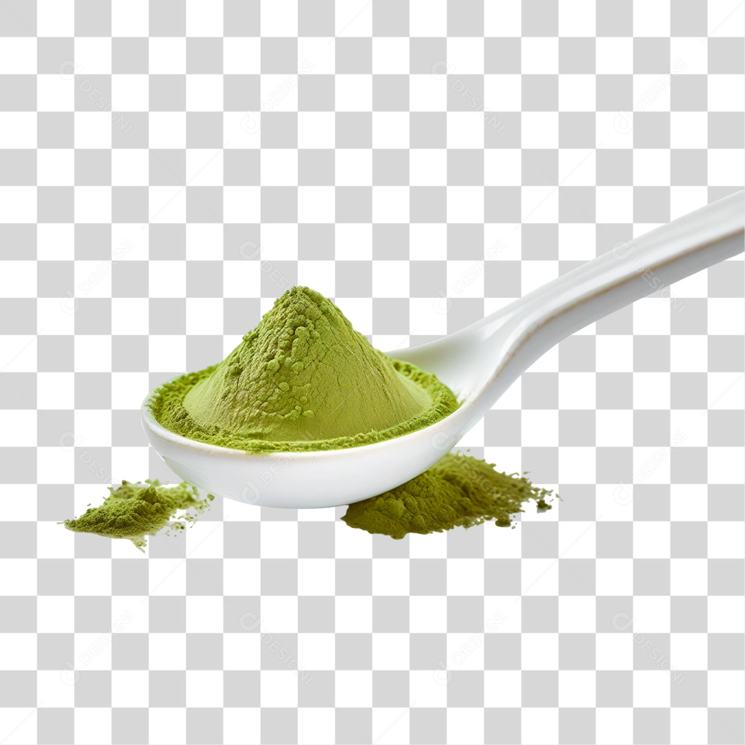 Pó de Chá Verde em Colher PNG Transparente