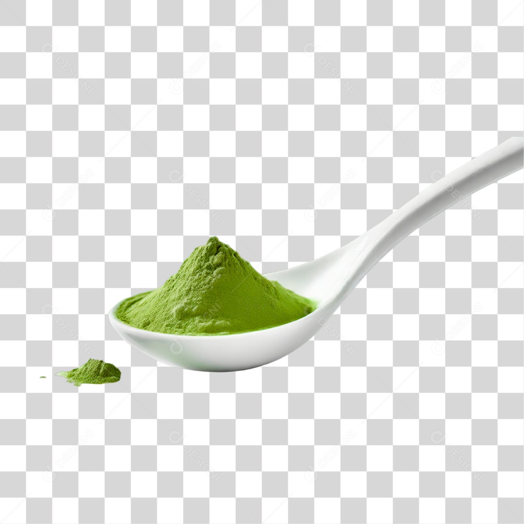 Pó de Chá Verde em Colher PNG Transparente