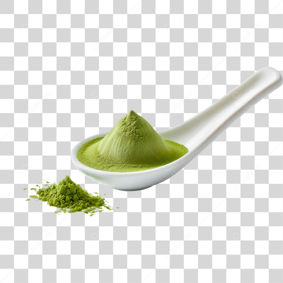 Pó de Chá Verde em Colher PNG Transparente