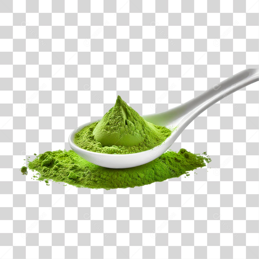 Pó de Chá Verde em Colher PNG Transparente
