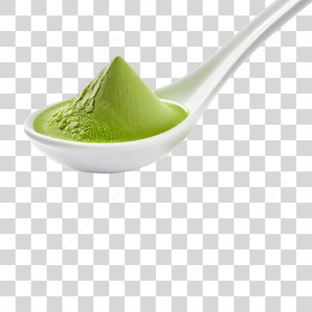 Pó de Chá Verde em Colher PNG Transparente