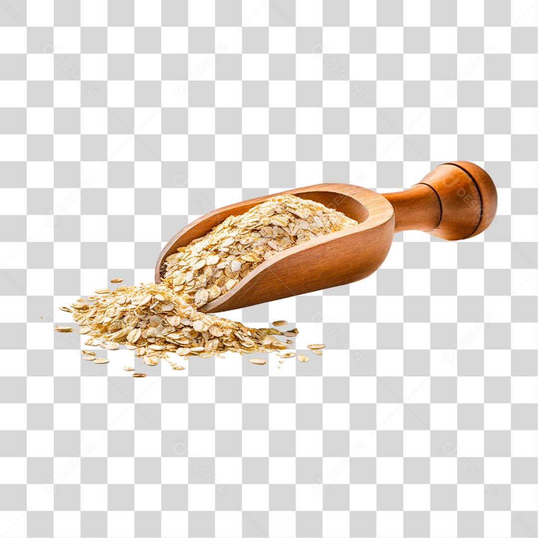 Aveia em Colher de Madeira PNG Transparente
