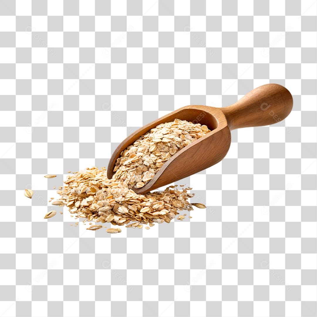 Aveia em Colher de Madeira PNG Transparente