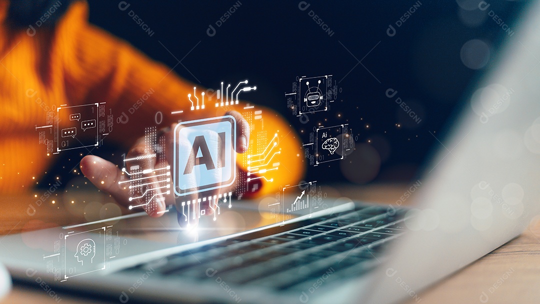 Tecnologia de inteligência artificial e inovação conexão futurista