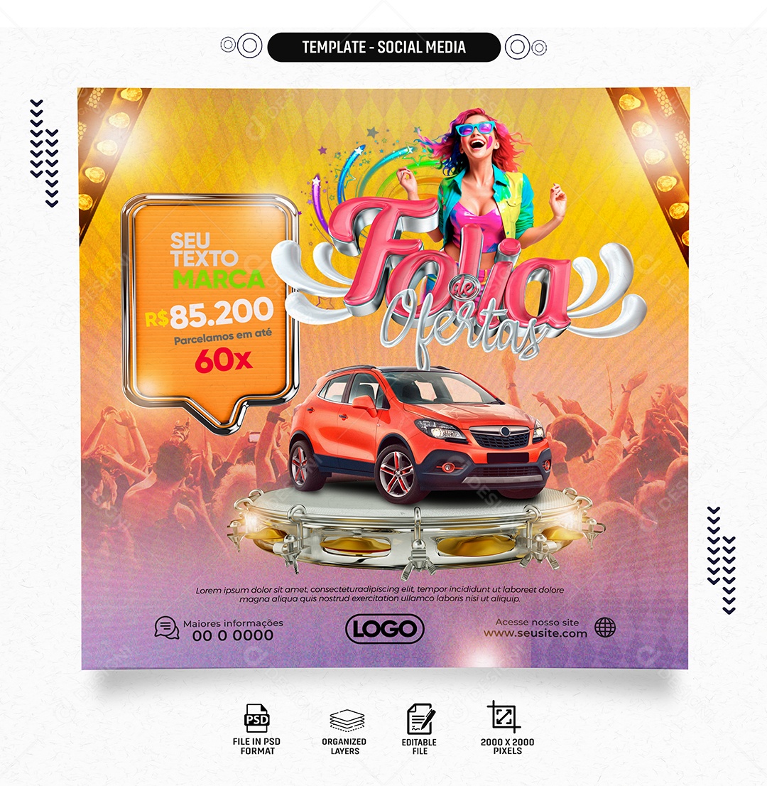 Revelation of Offers 85,200 in installments of up to 60X Editable Social Media PSD