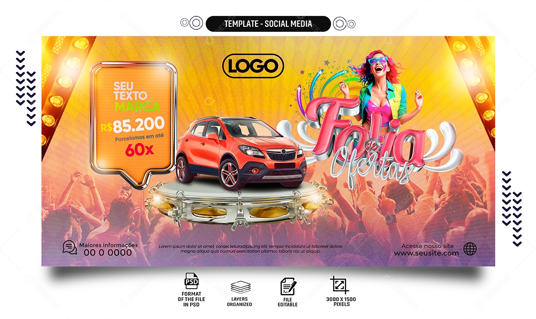 Banner Folia with Offers 85,200 in installments of up to 60X Editable Social Media PSD