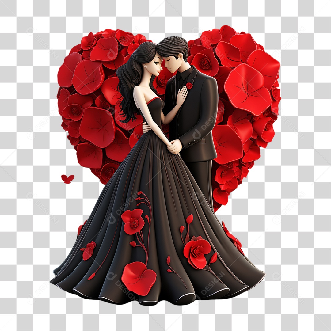 Elemento 3D Casal de Namorados PNG Transparente