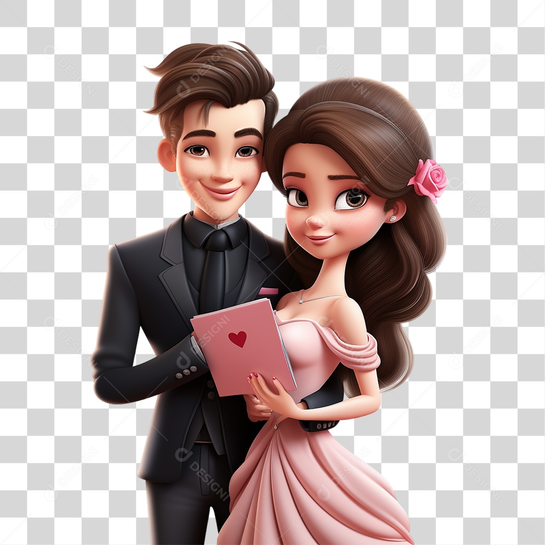 Elemento 3D Casal de Namorados PNG Transparente