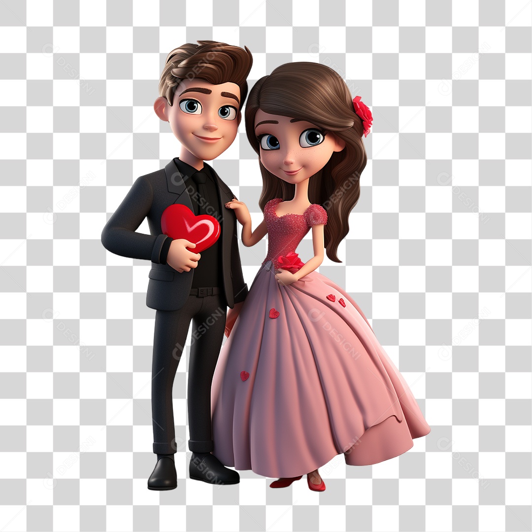 Elemento 3D Casal de Namorados PNG Transparente