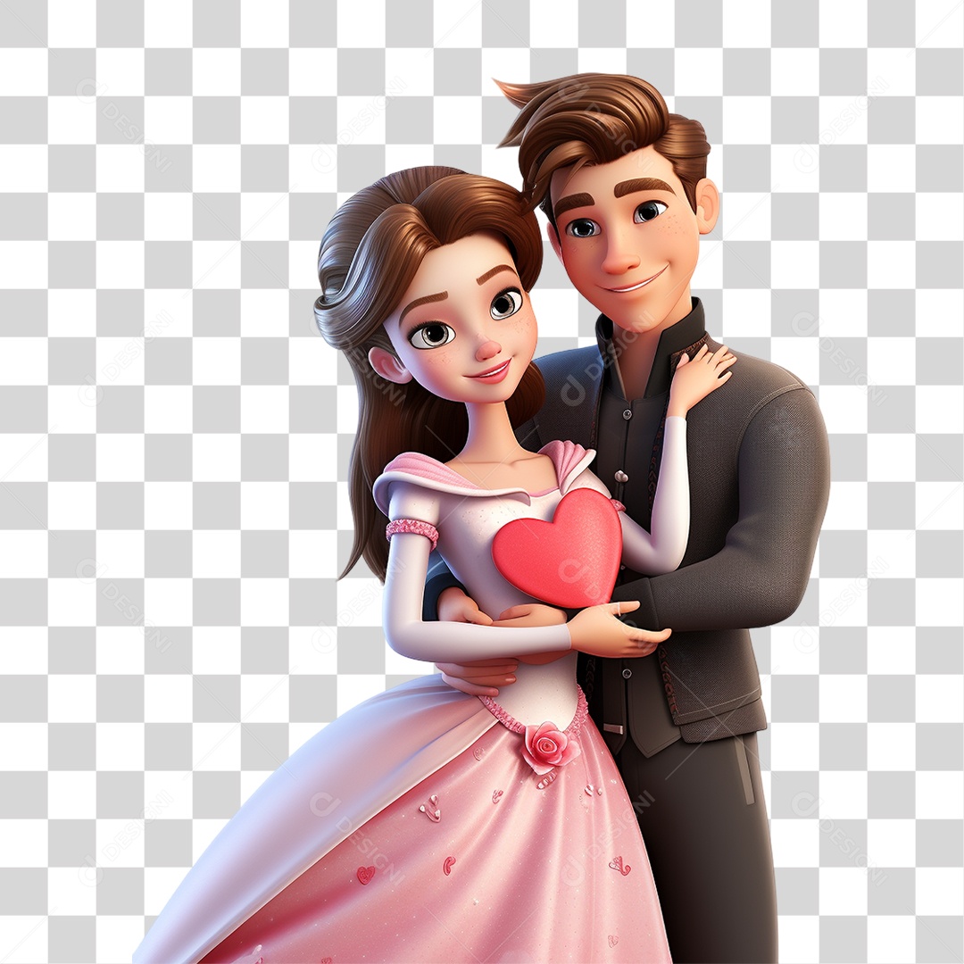 Elemento 3D Casal de Namorados PNG Transparente