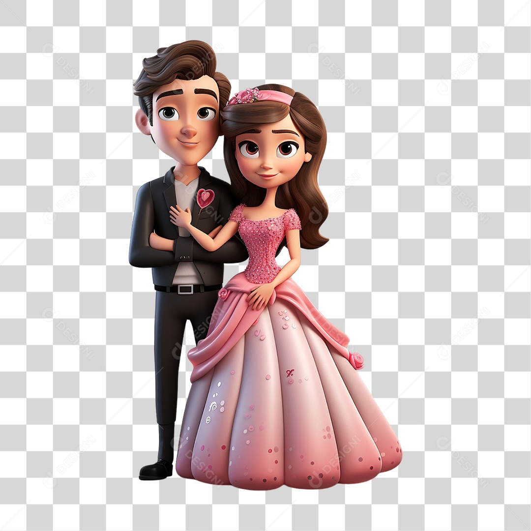 Elemento 3D Casal de Namorados PNG Transparente