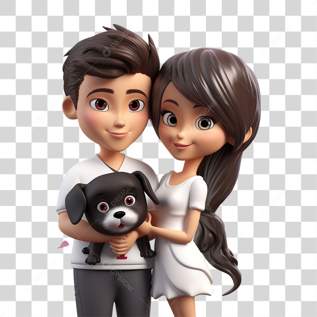 Elemento 3D Casal de Namorados PNG Transparente