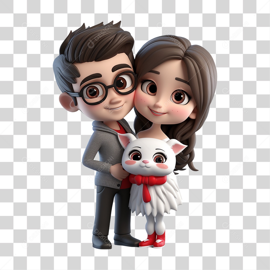 Elemento 3D Casal de Namorados PNG Transparente