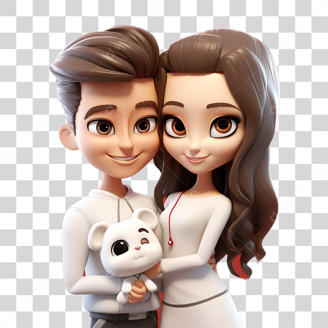 Elemento 3D Casal de Namorados PNG Transparente